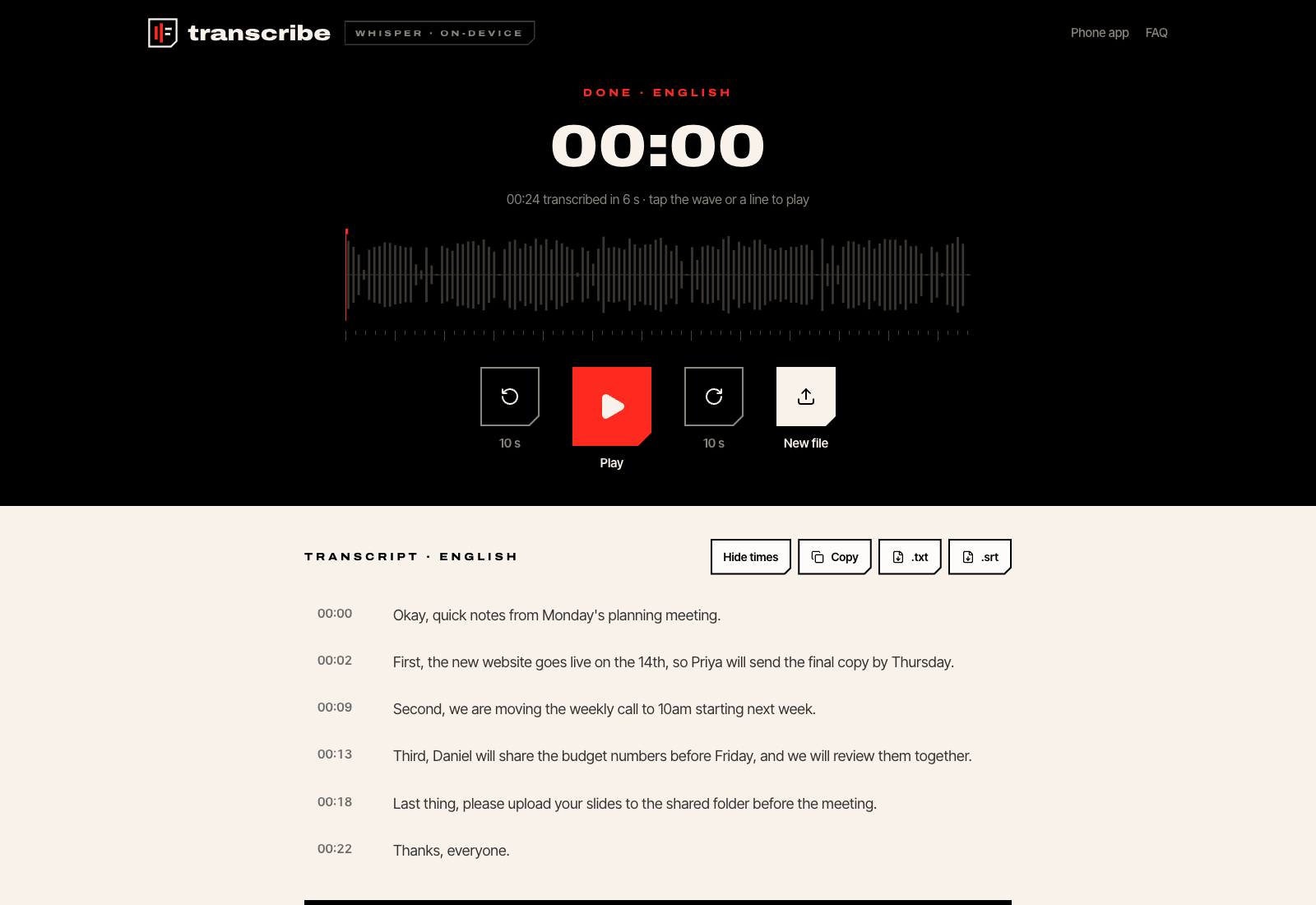 Transcribe screenshot 2